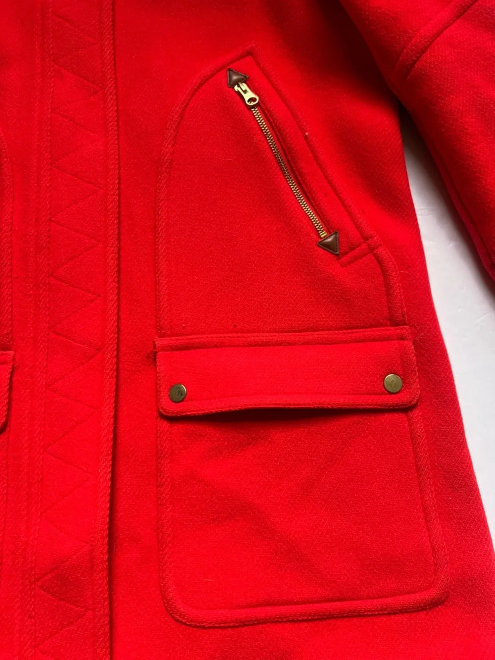 J CREW CHATEAU PARKA IN ITALIAN STADIUM CLOTH WOOL COAT RED- Size 16 - Picture 3 of 13
